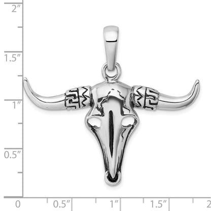 Sterlingsilber Rhodiniert Antikisiert Bull Totenkopf Anhänger