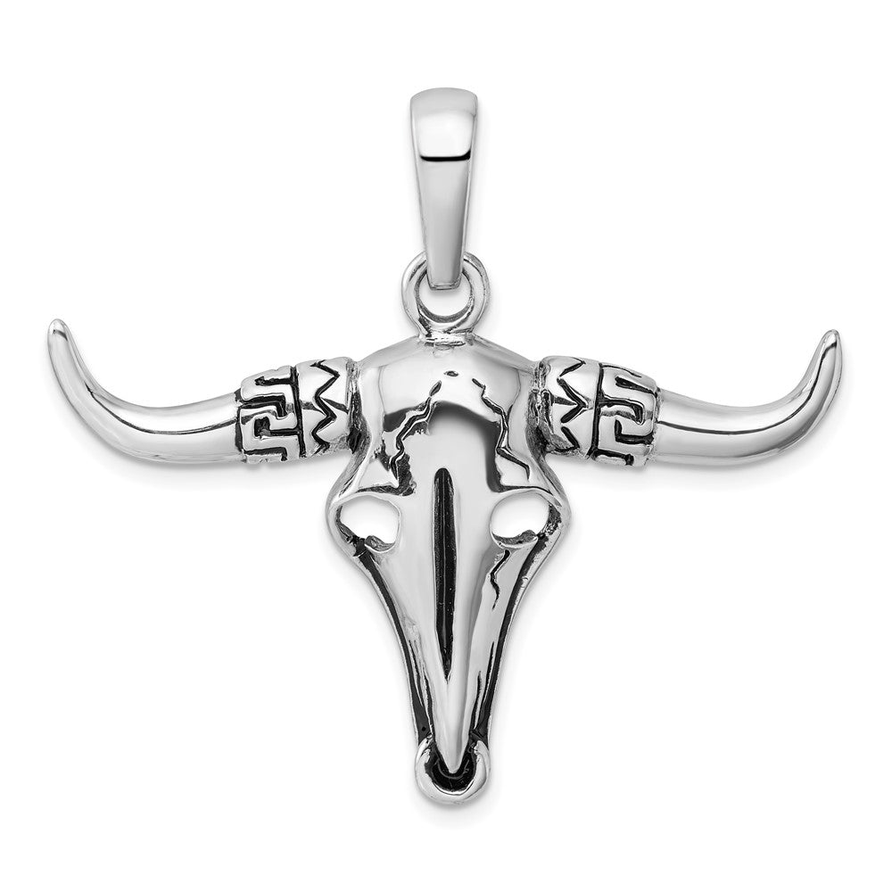 Sterlingsilber Rhodiniert Antikisiert Bull Totenkopf Anhänger
