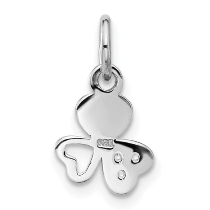 Sterlingsilber Rhodiniert Zirkonia 3 Herz Charm Anhänger