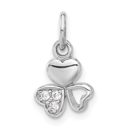Sterlingsilber Rhodiniert Zirkonia 3 Herz Charm Anhänger