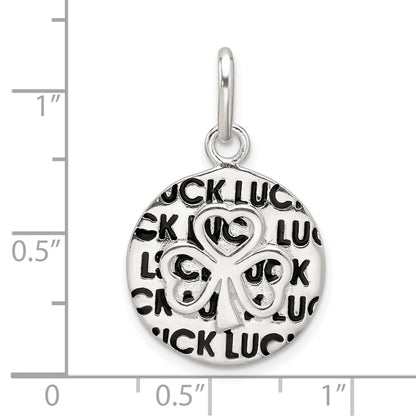 Sterlingsilber Poliert Emaille Luck mit Klee Rund Anhänger