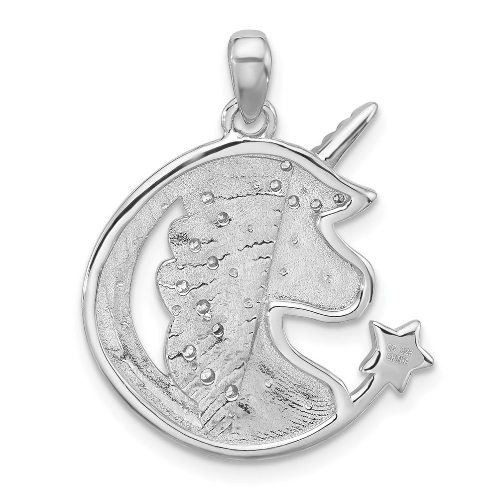Sterlingsilber Rhodiniert Poliert Zirkonia Einhorn You Are Magical Anhänger