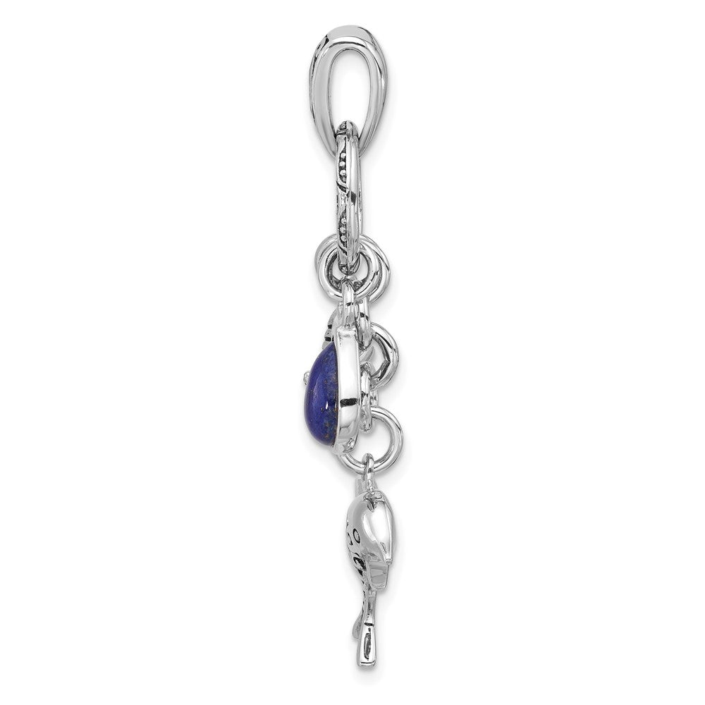 Sterlingsilber Rhod/oxidized Lapis Lazuli Delfin/starfish Anhänger