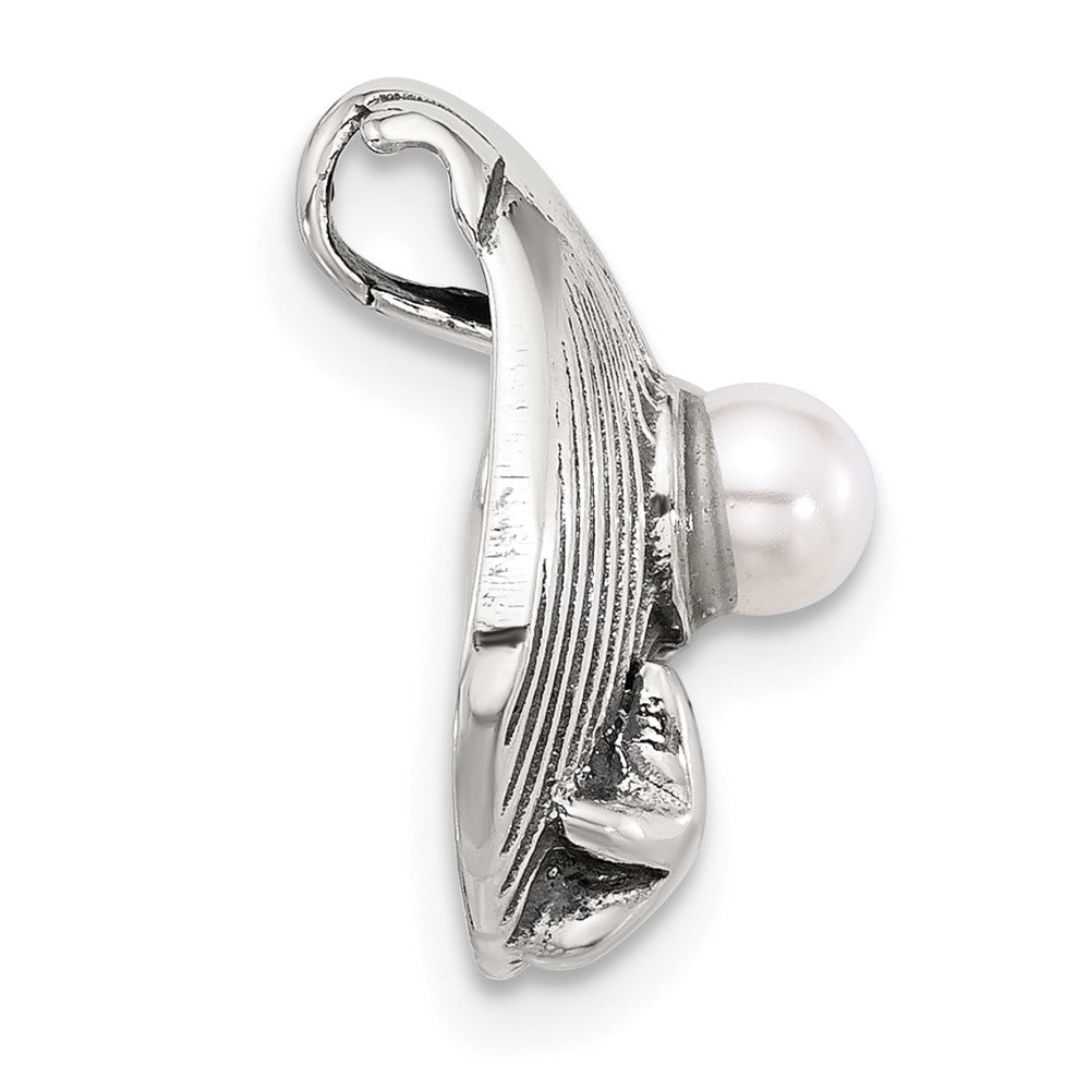 Sterlingsilber Poliert und Antikisiert Synthetisch Perle Seashell Kette Anhänger