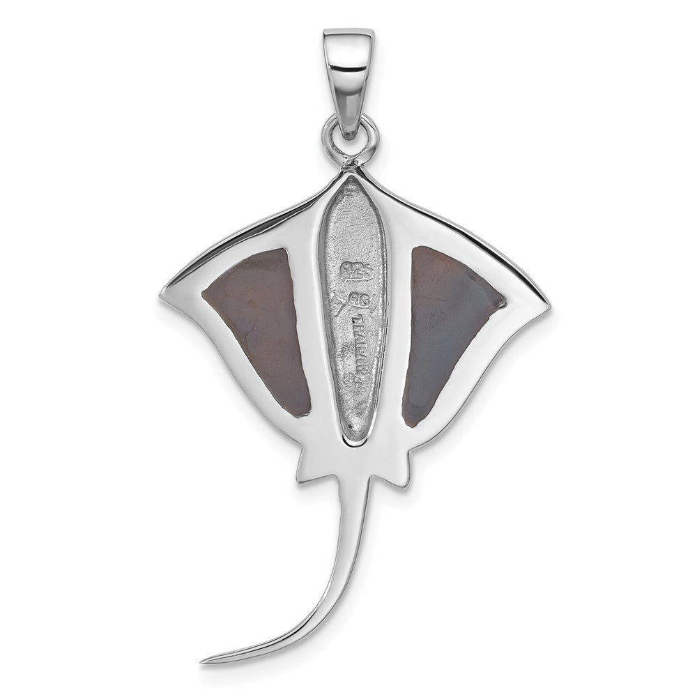 Sterlingsilber Rhodiniert Poliert Abalone Stingray Anhänger