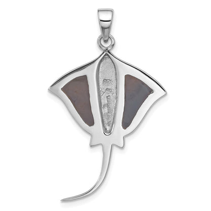 Sterlingsilber Rhodiniert Poliert Abalone Stingray Anhänger