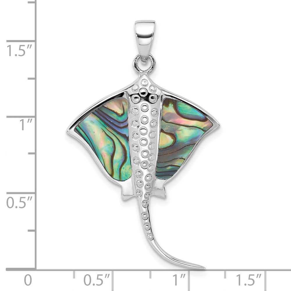 Sterlingsilber Rhodiniert Poliert Abalone Stingray Anhänger