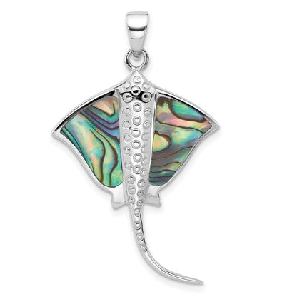 Sterlingsilber Rhodiniert Poliert Abalone Stingray Anhänger