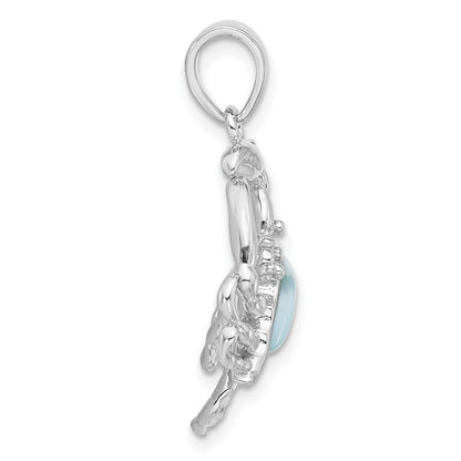 Sterlingsilber Rhodiniert mit Larimar Krabbe Anhänger