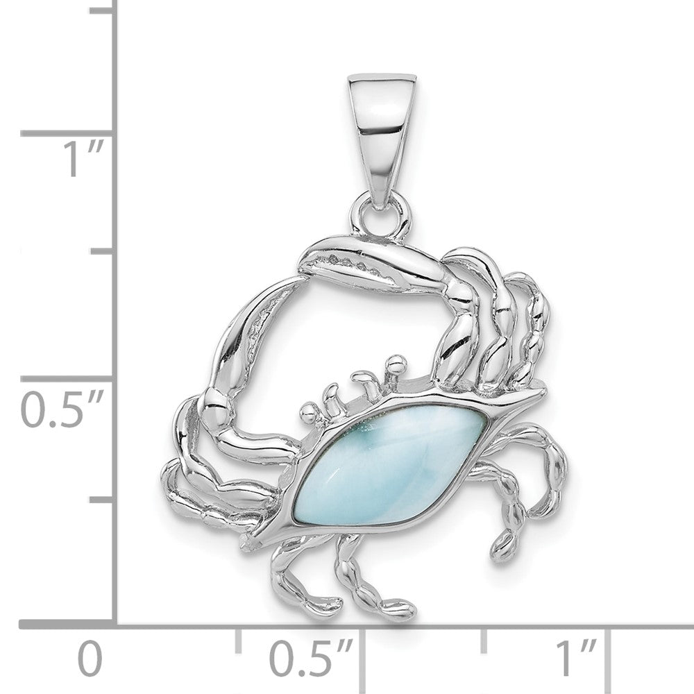 Sterlingsilber Rhodiniert mit Larimar Krabbe Anhänger