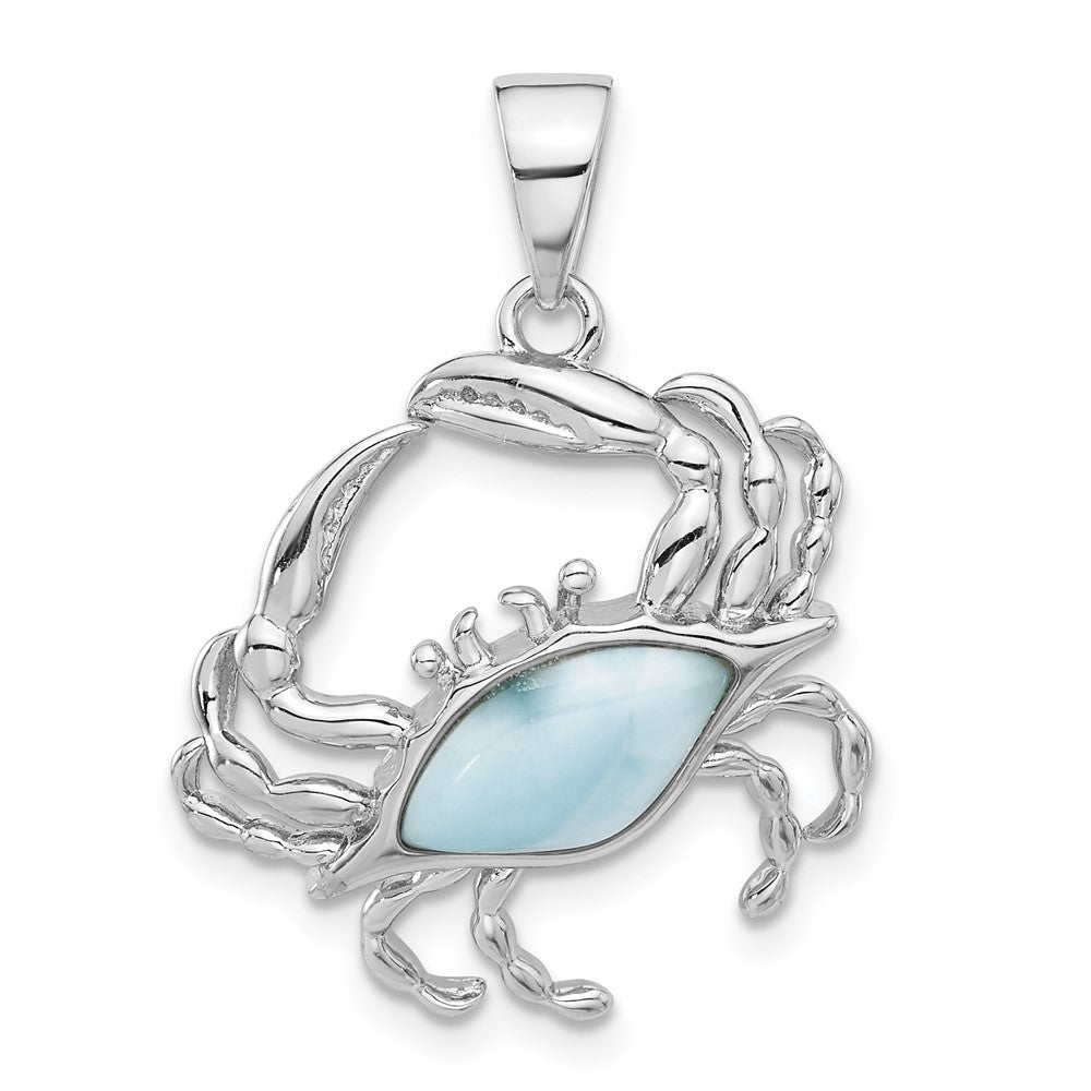 Sterlingsilber Rhodiniert mit Larimar Krabbe Anhänger