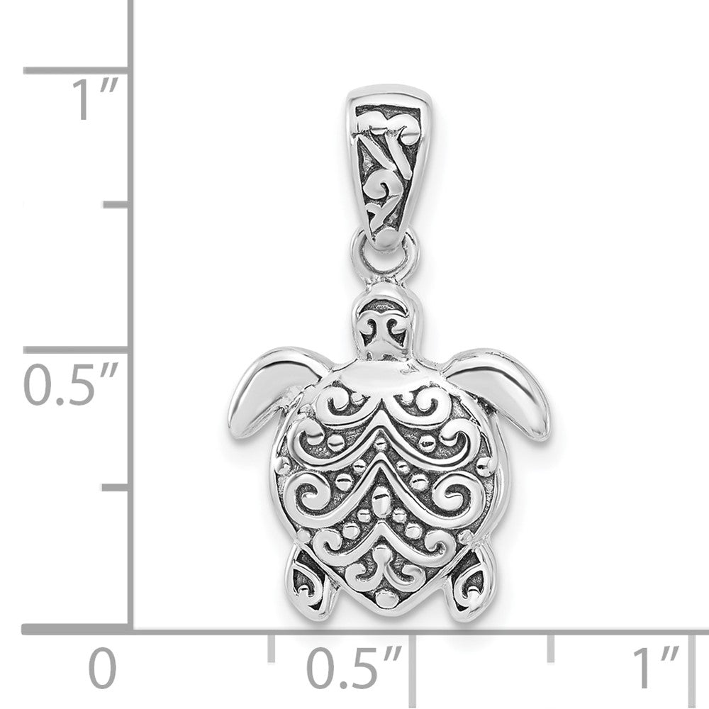 Sterlingsilber Rhodiniert Oxidiert Meer Schildkröte Anhänger