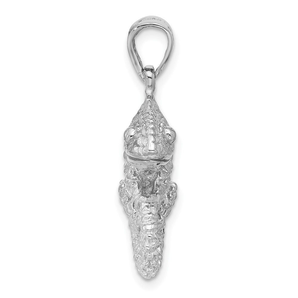 Sterlingsilber Rhodiniert Poliert und Strukturiert 3d Chameleon Anhänger