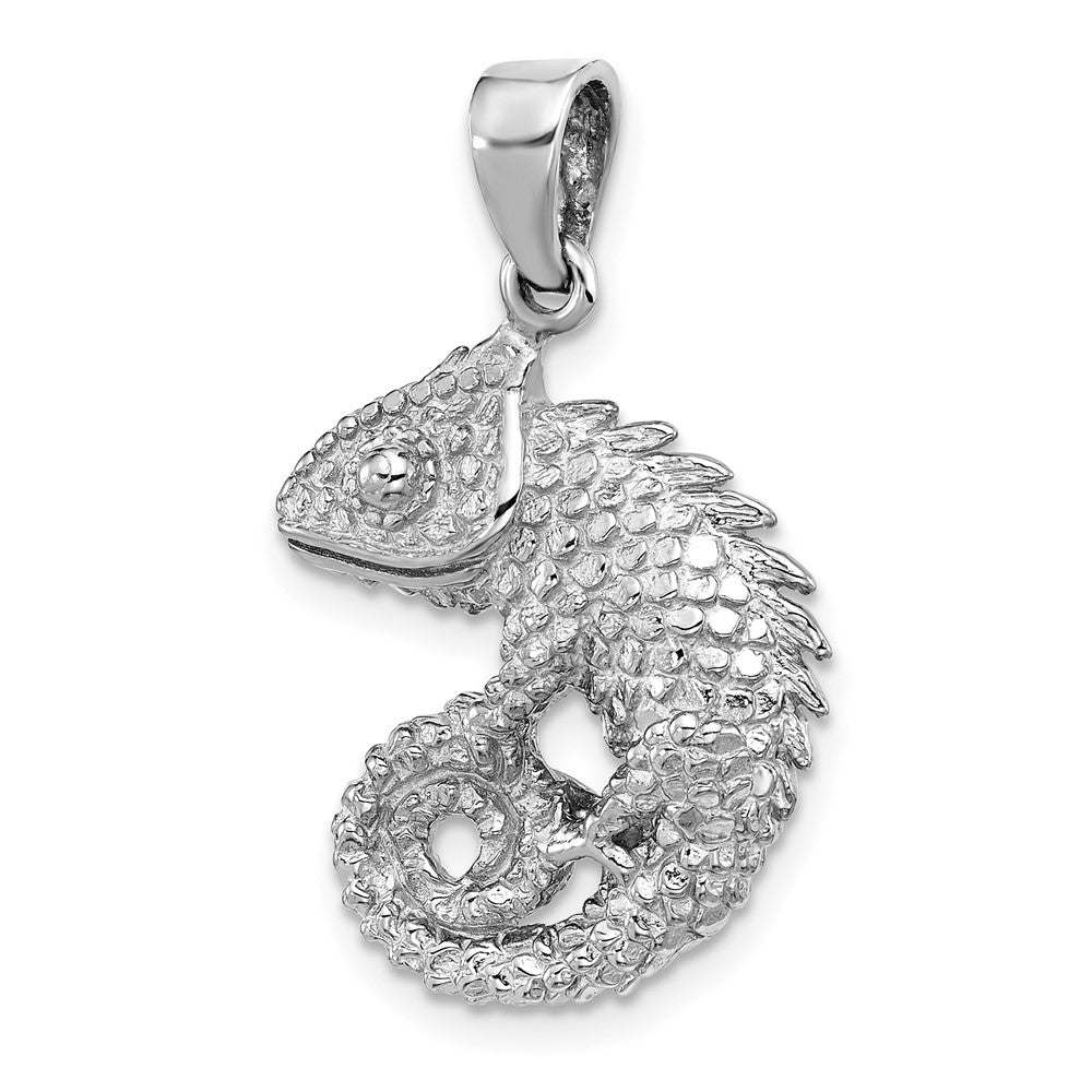 Sterlingsilber Rhodiniert Poliert und Strukturiert 3d Chameleon Anhänger