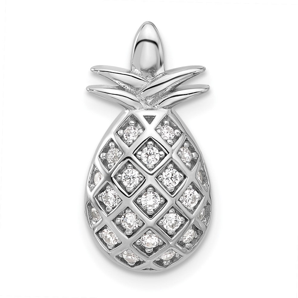 Feuer Sterlingsilber Rhodiniert Zirkonia Pineapple Anhänger
