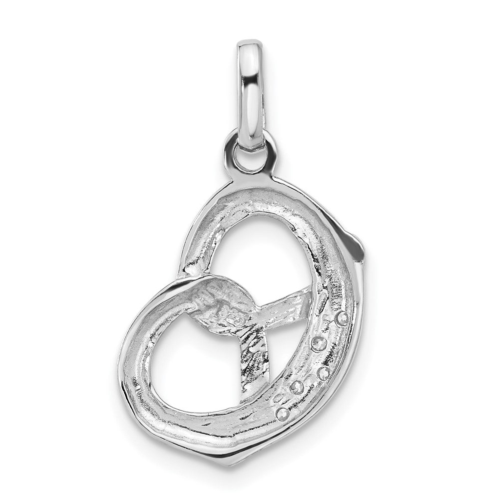 Sterlingsilber Rhodiniert Zirkonia Pretzel Anhänger