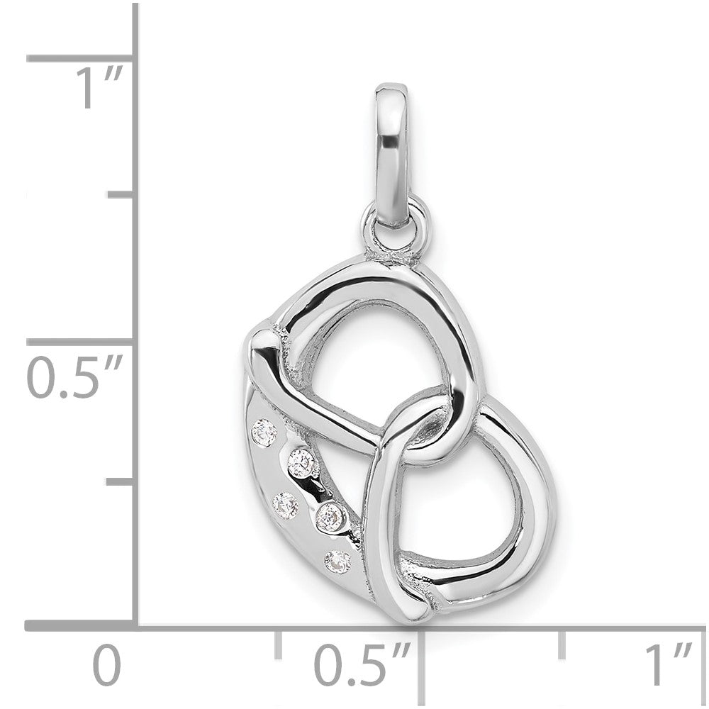 Sterlingsilber Rhodiniert Zirkonia Pretzel Anhänger