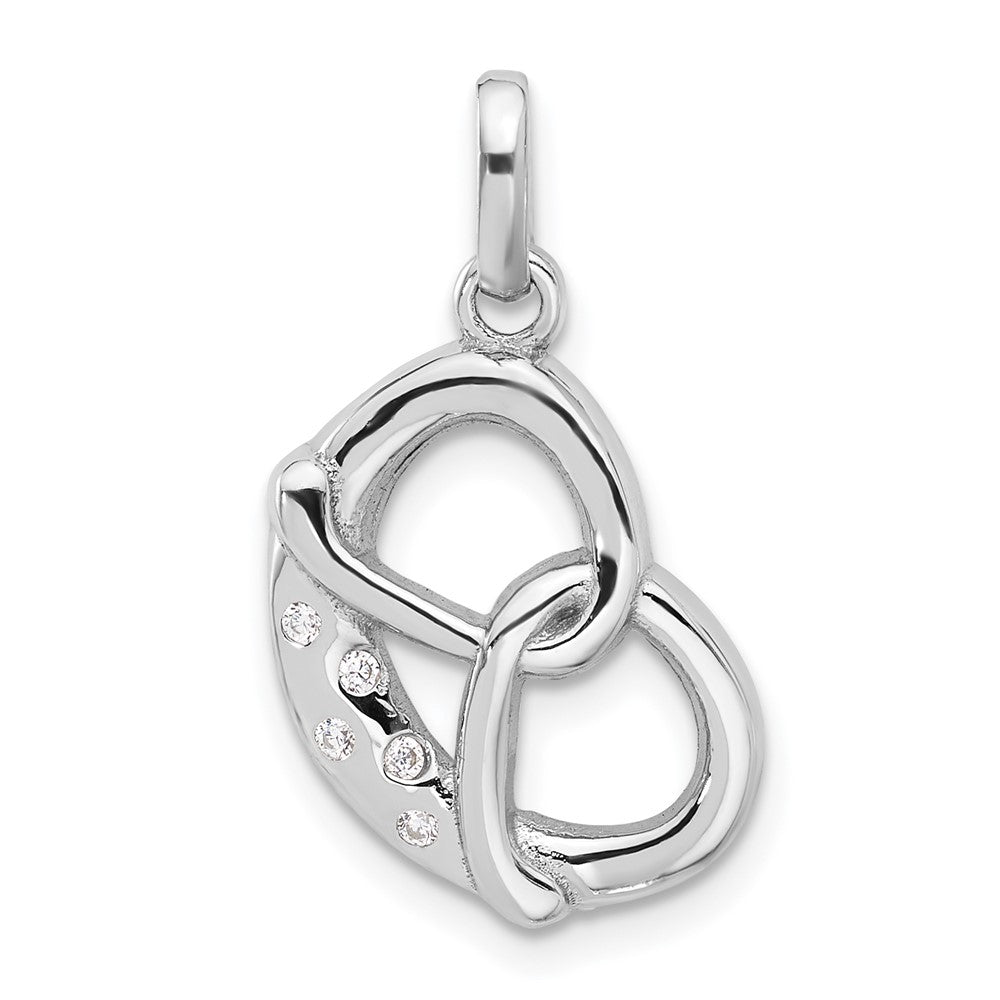 Sterlingsilber Rhodiniert Zirkonia Pretzel Anhänger