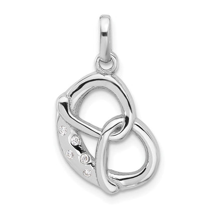 Sterlingsilber Rhodiniert Zirkonia Pretzel Anhänger