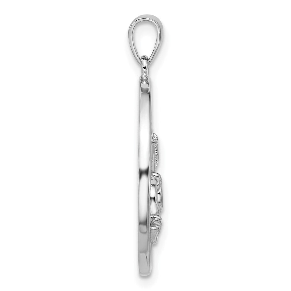 Sterlingsilber Rhodiniert mit Zirkonia Stethoscope und Heartbeat Anhänger
