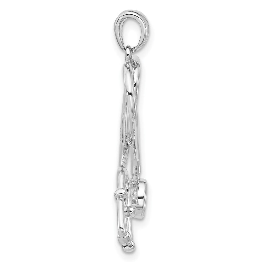 Sterlingsilber Rhodiniert mit Zirkonia Stethoscope mit Herz Anhänger