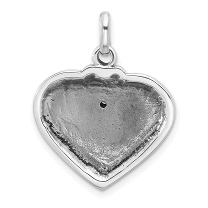 Sterlingsilber Rhodiniert Caduceus Herz und Flügel Zirkonia Oxidiert Anhänger