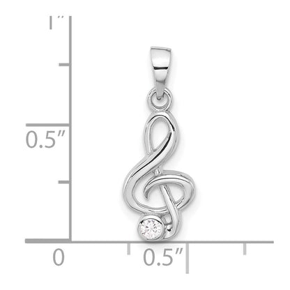 Sterlingsilber Rhodiniert Zirkonia Noten Schlüssel Anhänger