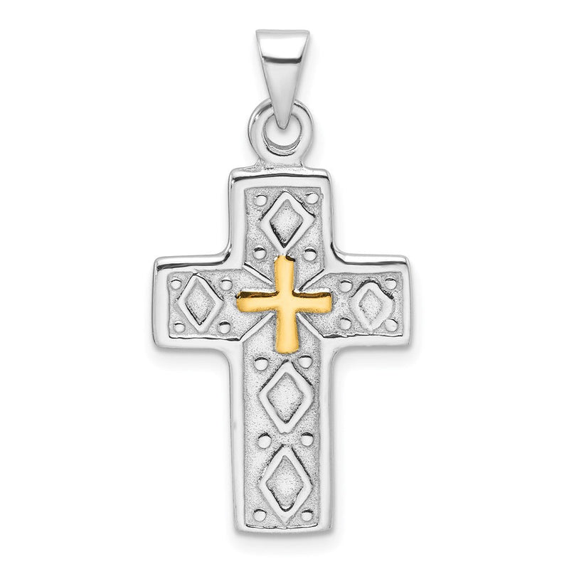 Sterlingsilber Rhodiniert und Goldfarben Wendbar Kreuz Anhänger
