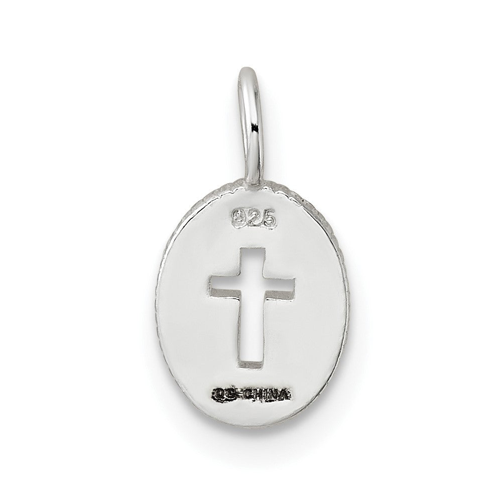 Sterlingsilber E-coating Klein Oval Ausgeschnitten Kreuz Charm