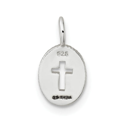 Sterlingsilber E-coating Klein Oval Ausgeschnitten Kreuz Charm