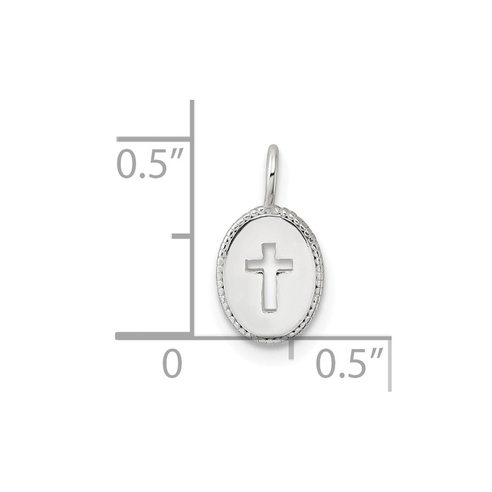 Sterlingsilber E-coating Klein Oval Ausgeschnitten Kreuz Charm