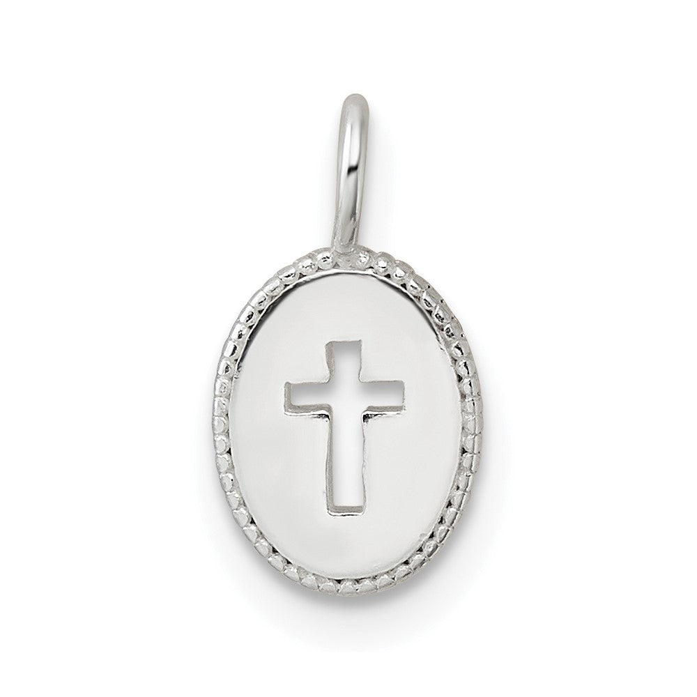 Sterlingsilber E-coating Klein Oval Ausgeschnitten Kreuz Charm