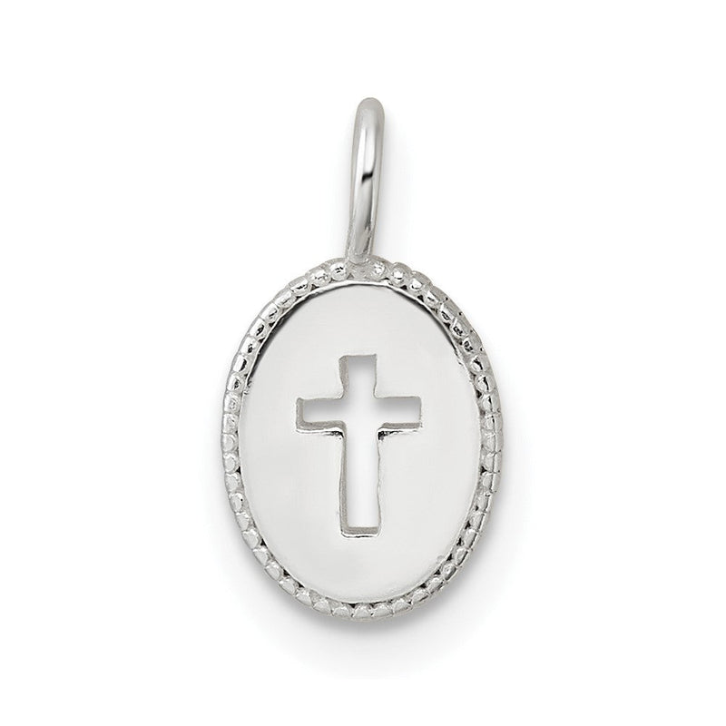 Sterlingsilber E-coating Klein Oval Ausgeschnitten Kreuz Charm