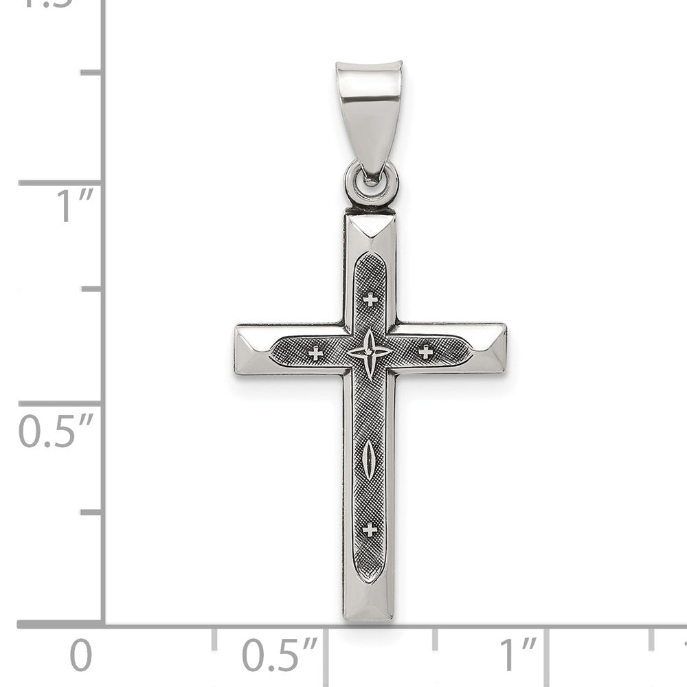 Sterlingsilber Antikisiert Massiv Strukturiert Kreuz Anhänger