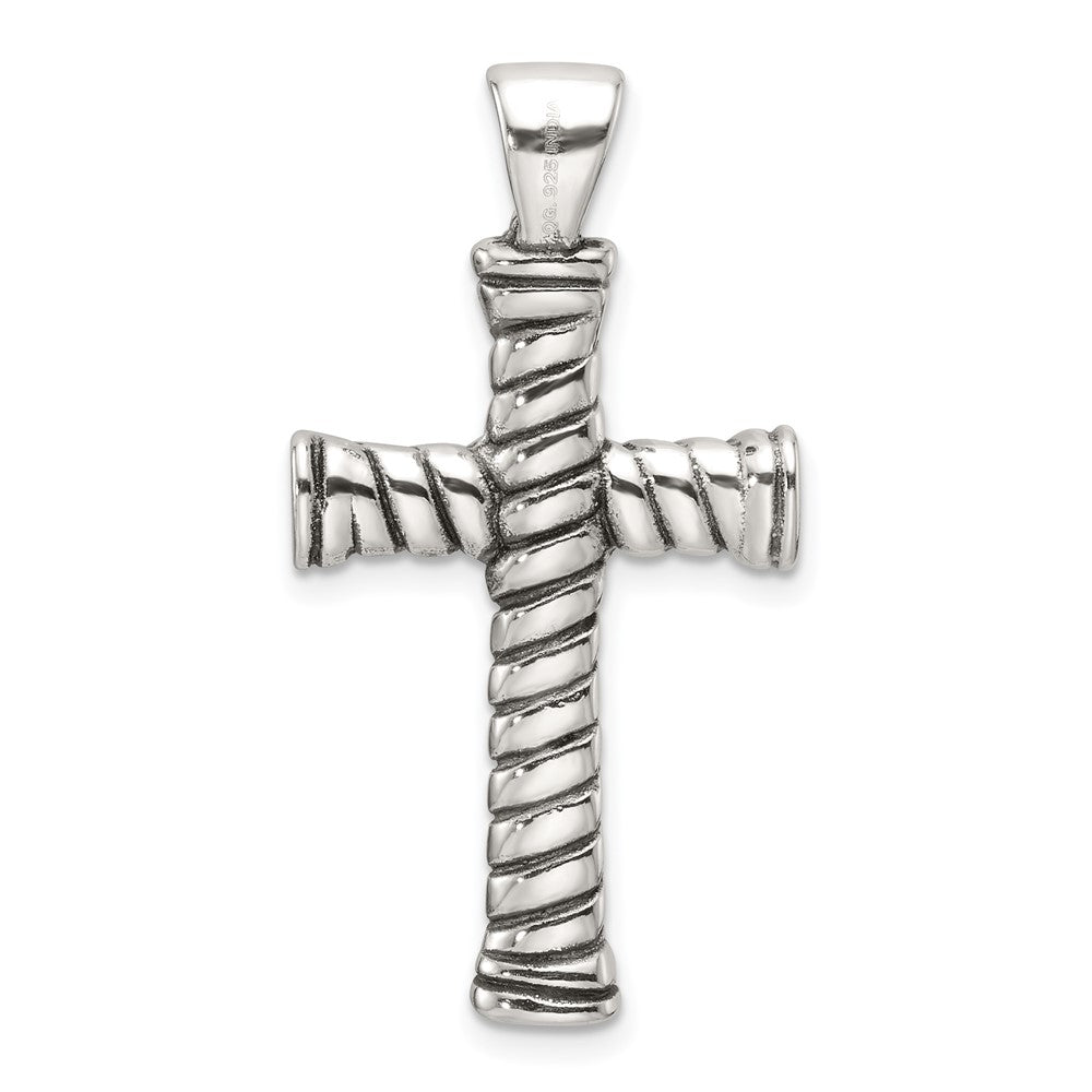 Sterlingsilber Poliert und Antikisiert Kreuz Anhänger