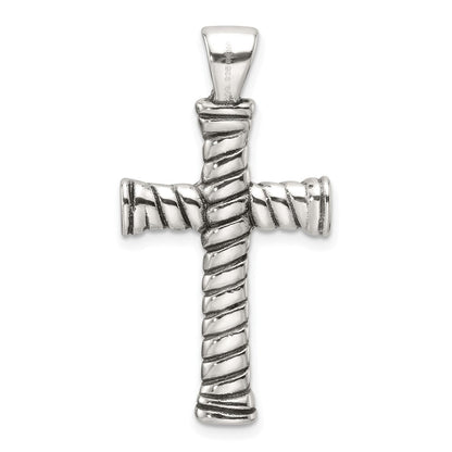 Sterlingsilber Poliert und Antikisiert Kreuz Anhänger
