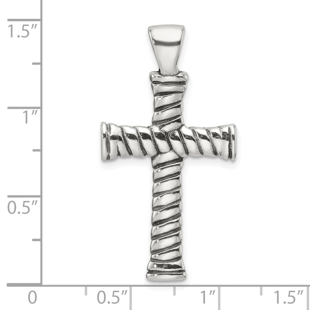 Sterlingsilber Poliert und Antikisiert Kreuz Anhänger