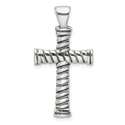 Sterlingsilber Poliert und Antikisiert Kreuz Anhänger