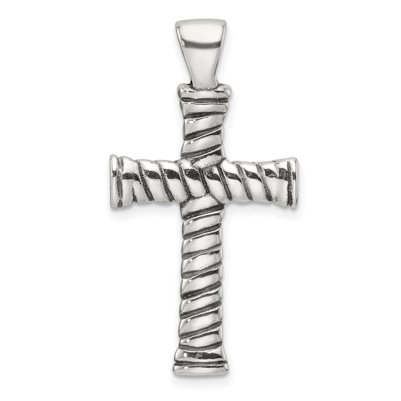 Sterlingsilber Poliert und Antikisiert Kreuz Anhänger
