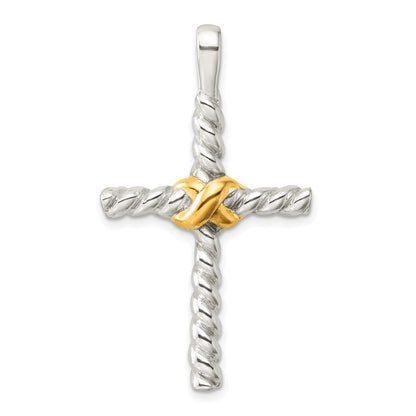 Sterlingsilber und Goldfarben Poliert Kreuz Anhänger
