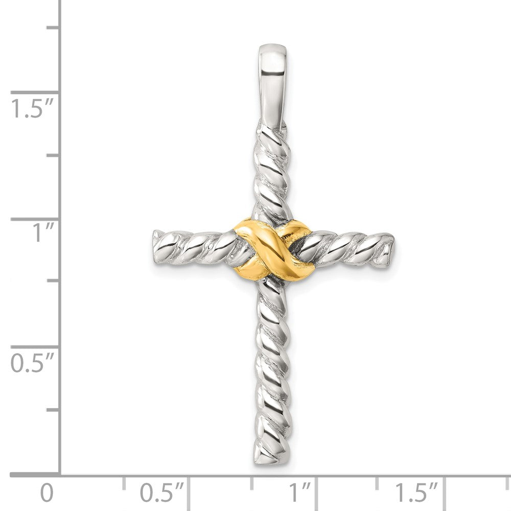 Sterlingsilber und Goldfarben Poliert Kreuz Anhänger