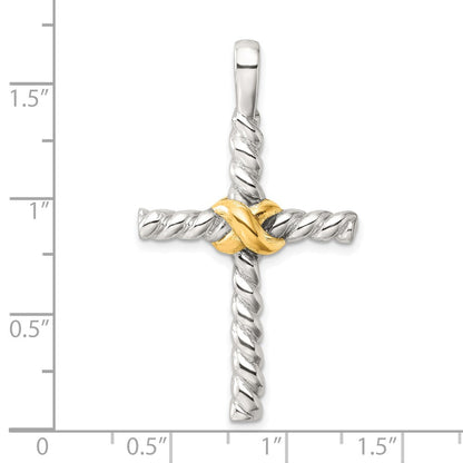 Sterlingsilber und Goldfarben Poliert Kreuz Anhänger