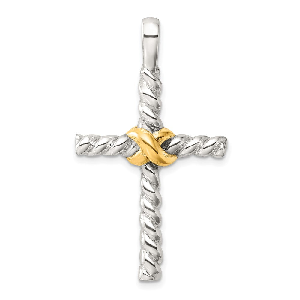 Sterlingsilber und Goldfarben Poliert Kreuz Anhänger