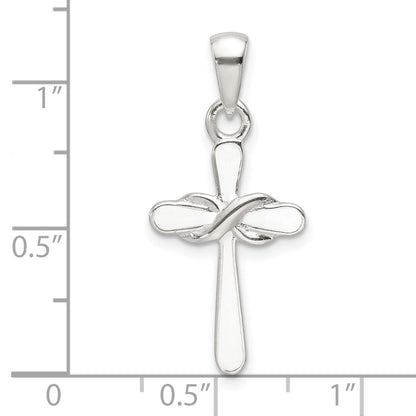 Sterlingsilber Poliert Weiß Emaille Unendlichkeit Kreuz Anhänger