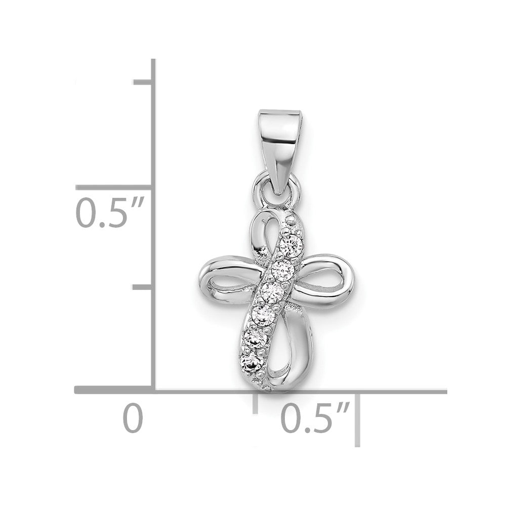 Sterlingsilber Rhodiniert Zirkonia Klein Kreuz Anhänger