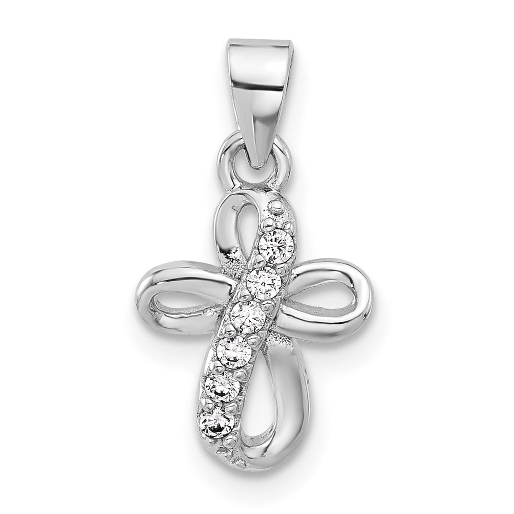 Sterlingsilber Rhodiniert Zirkonia Klein Kreuz Anhänger