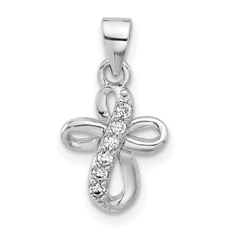 Sterlingsilber Rhodiniert Zirkonia Klein Kreuz Anhänger