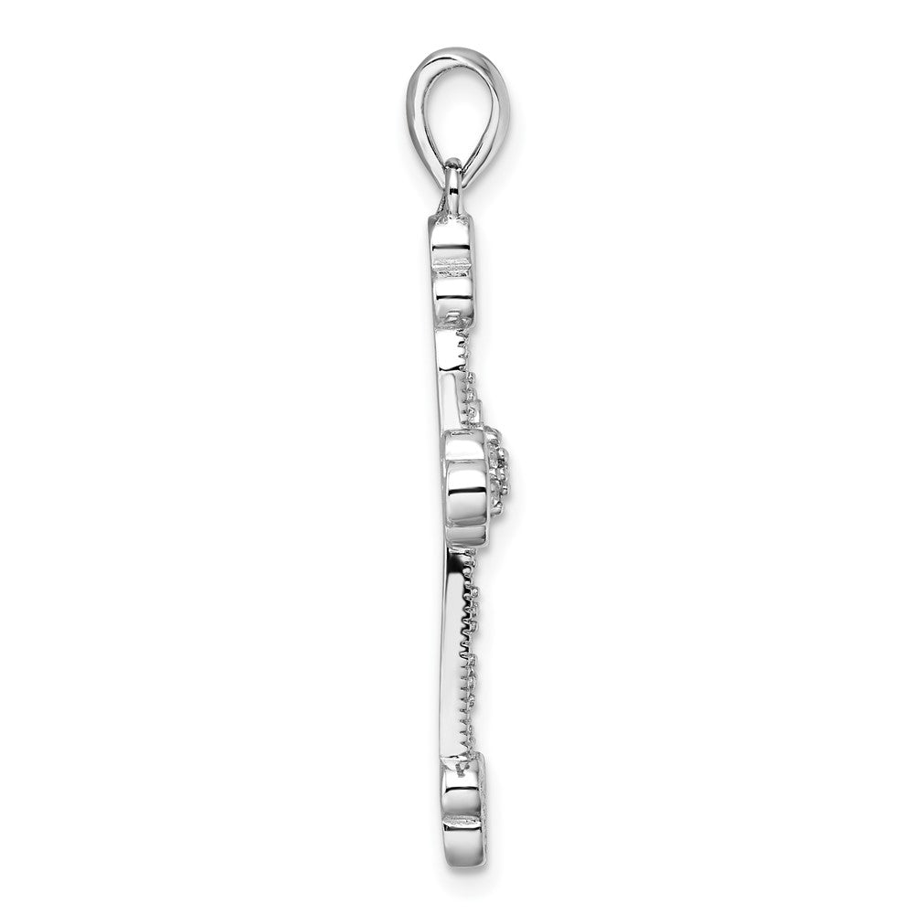 Sterlingsilber Rhodiniert Zirkonia Kreuz Anhänger