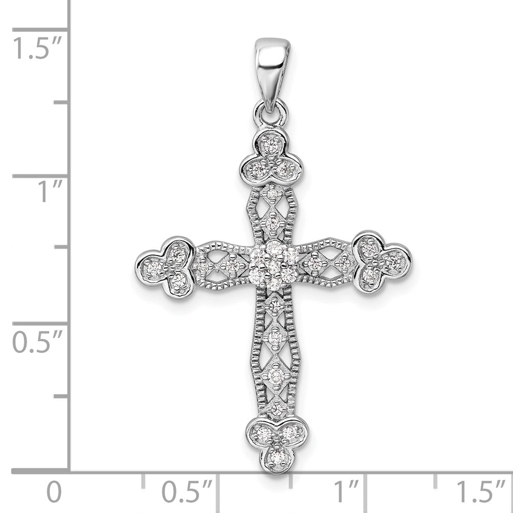Sterlingsilber Rhodiniert Zirkonia Kreuz Anhänger