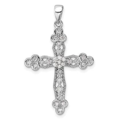 Sterlingsilber Rhodiniert Zirkonia Kreuz Anhänger